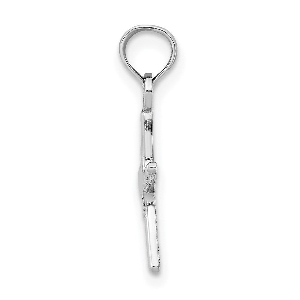 Million Charms 14K White Gold Themed Polished Mini Dancing Nautical Starfish With Bail Charm