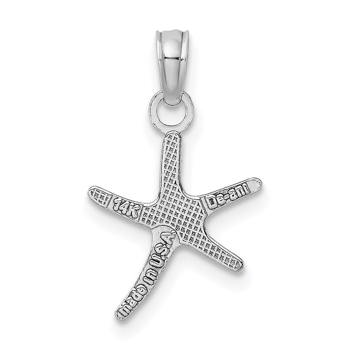 Million Charms 14K White Gold Themed Polished Mini Dancing Nautical Starfish With Bail Charm