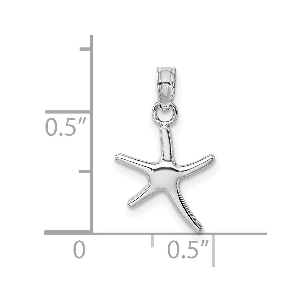 Million Charms 14K White Gold Themed Polished Mini Dancing Nautical Starfish With Bail Charm
