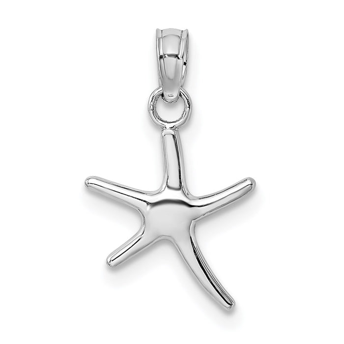 Million Charms 14K White Gold Themed Polished Mini Dancing Nautical Starfish With Bail Charm