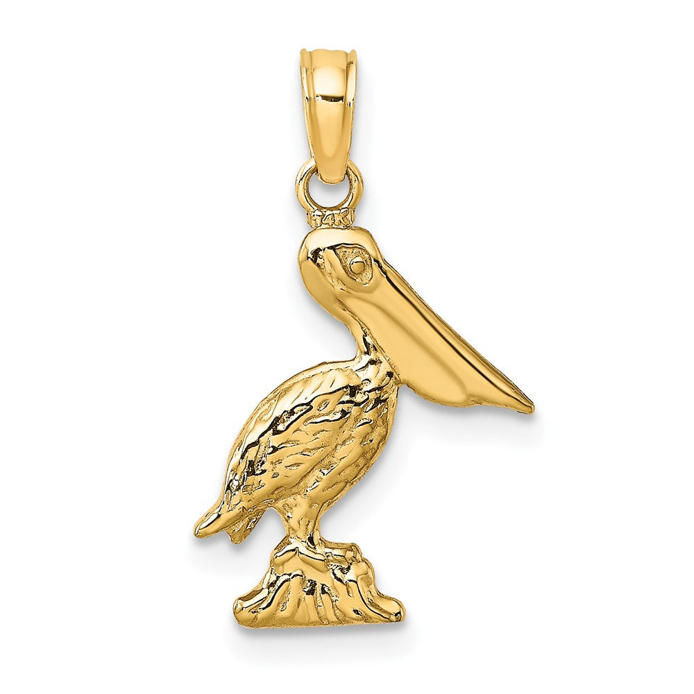 Million Charms 14K Yellow Gold Themed 3-D Sm Pelican Standing Charm
