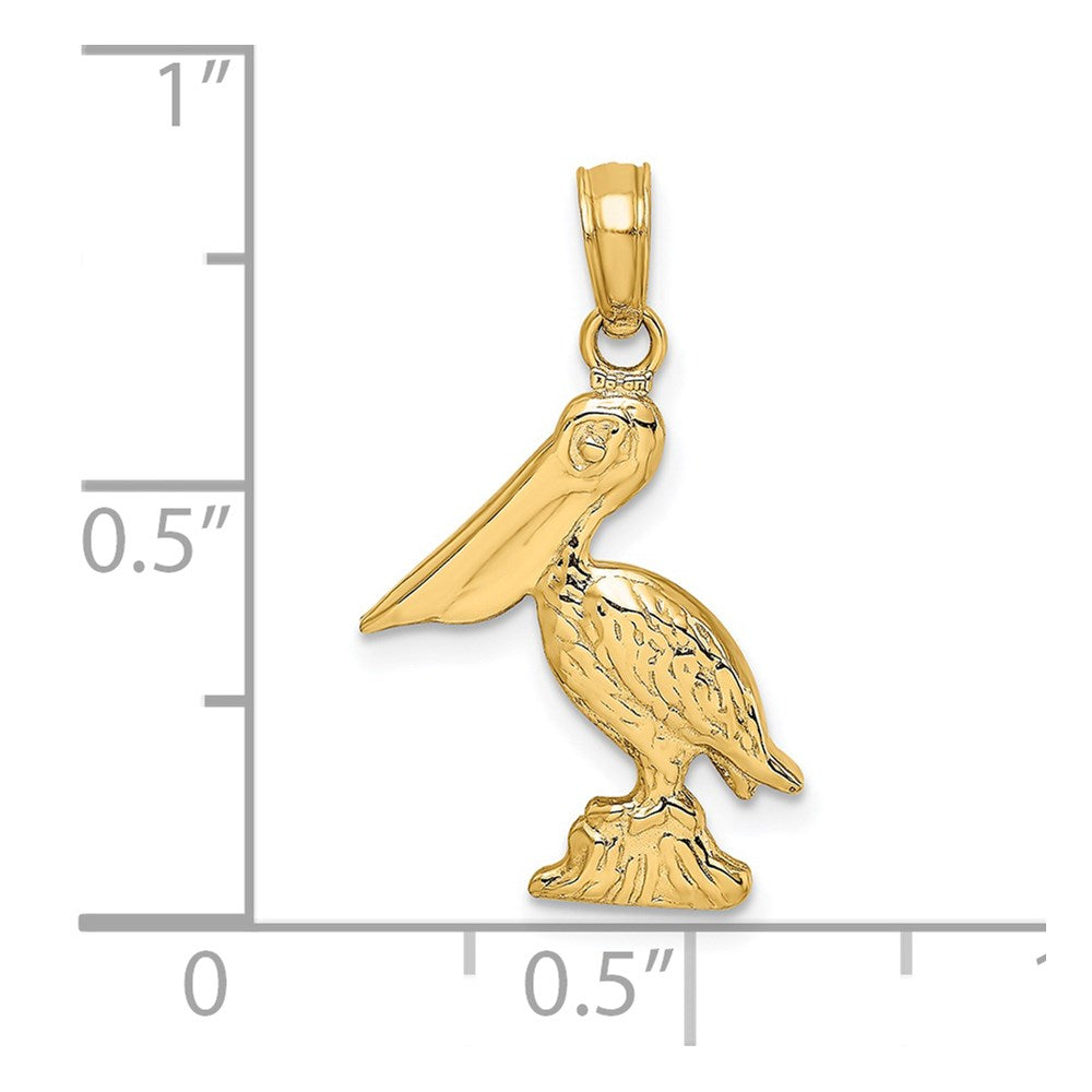 Million Charms 14K Yellow Gold Themed 3-D Sm Pelican Standing Charm