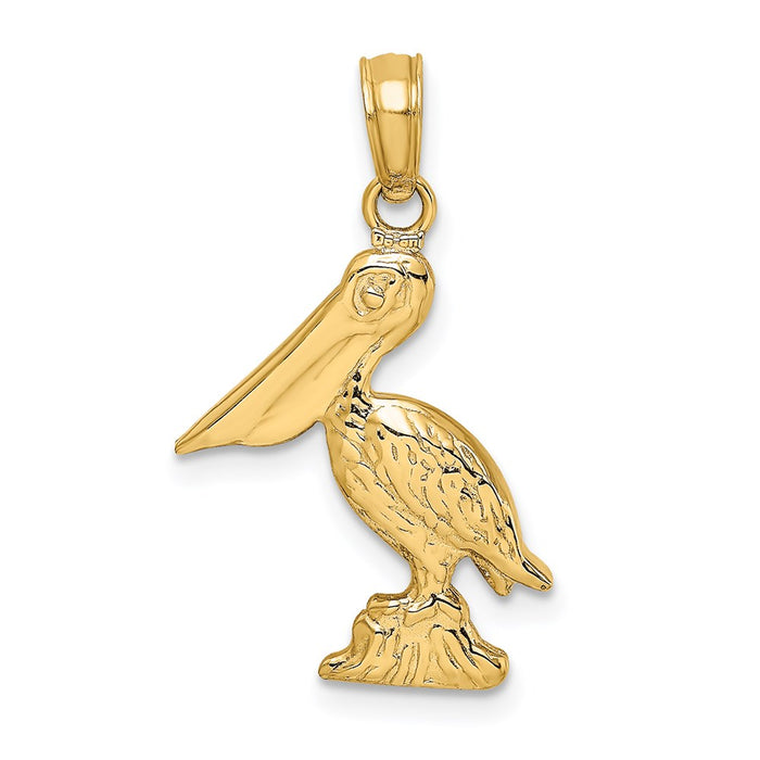 Million Charms 14K Yellow Gold Themed 3-D Sm Pelican Standing Charm