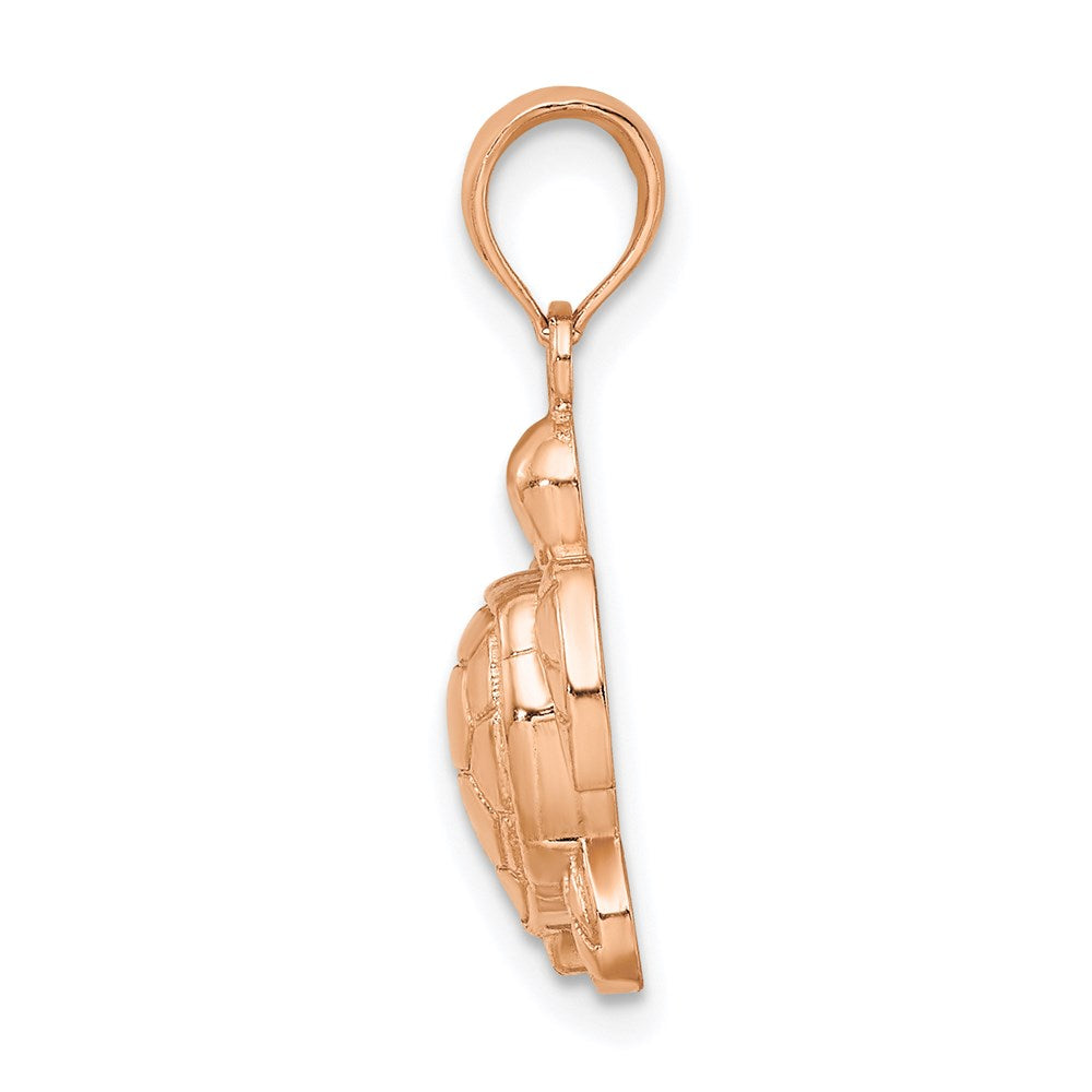 Million Charms 14K Rose Gold Themed 2-D Textured Sea Turtle Charm