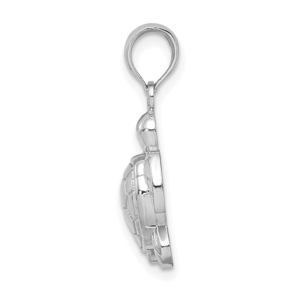 Million Charms 14K White Gold Themed 2-D Textured Sea Turtle Charm