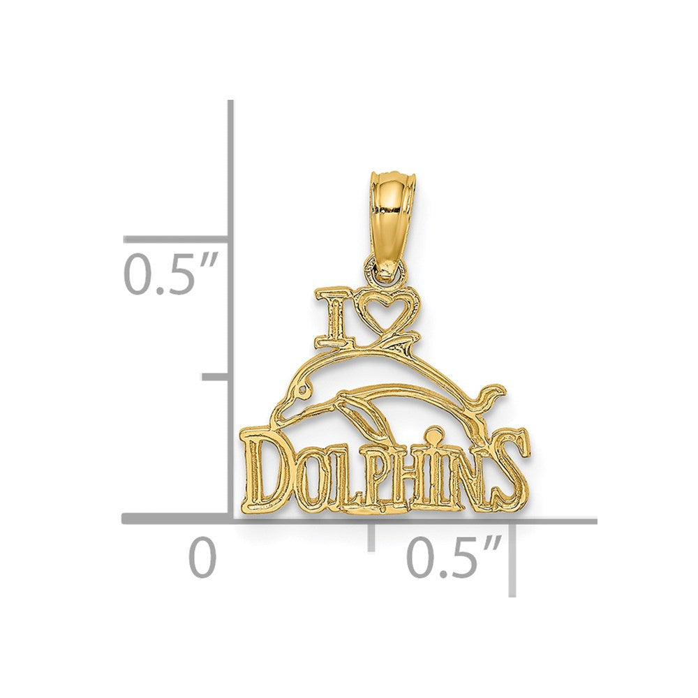 Million Charms 14K Yellow Gold Themed I Heart Dolphins With Dolphin Charm