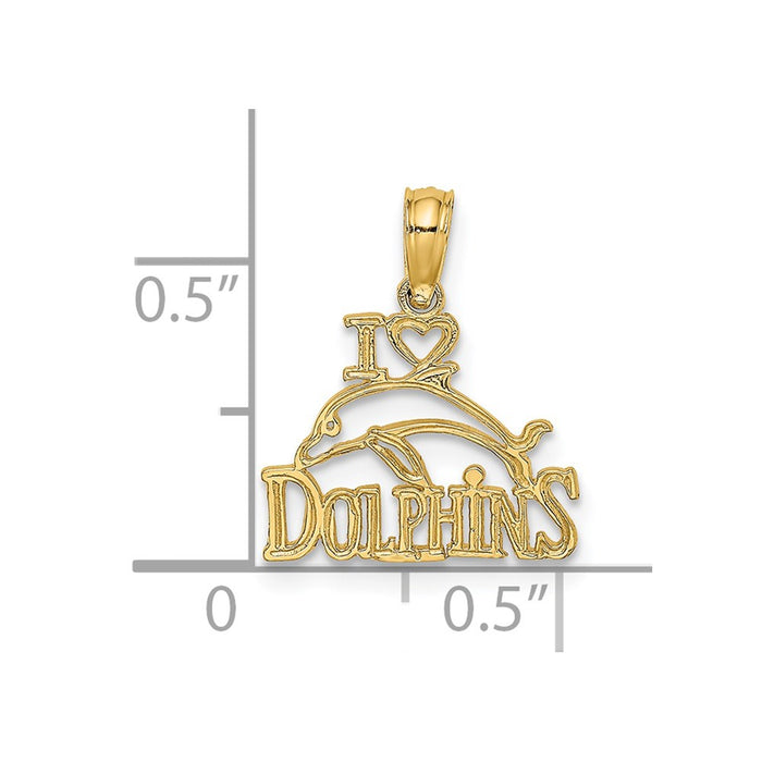 Million Charms 14K Yellow Gold Themed I Heart Dolphins With Dolphin Charm