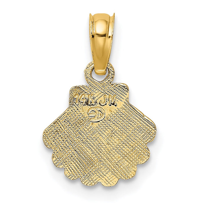 Million Charms 14K Yellow Gold Themed Polished & Engraved Shell Charm