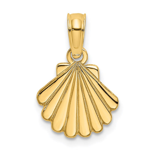 Million Charms 14K Yellow Gold Themed Polished & Engraved Shell Charm