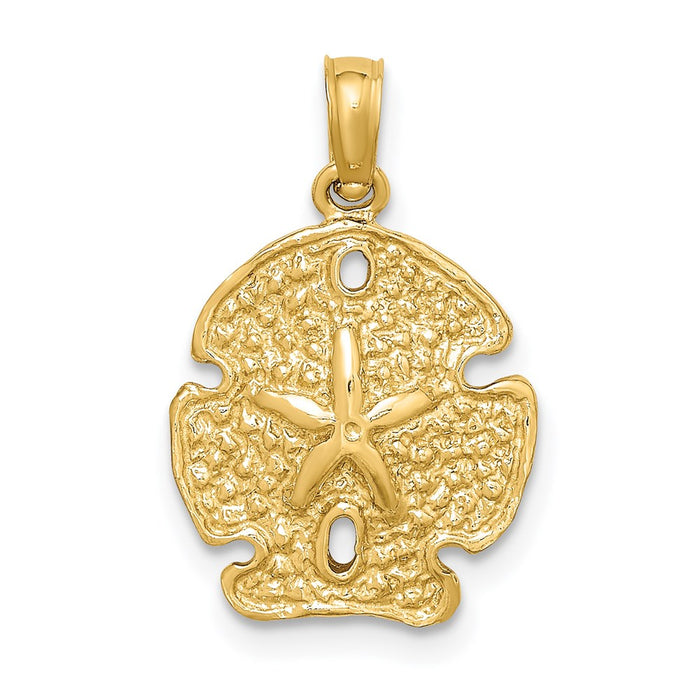 Million Charms 14K Yellow Gold Themed Polished Sand Dollar Charm