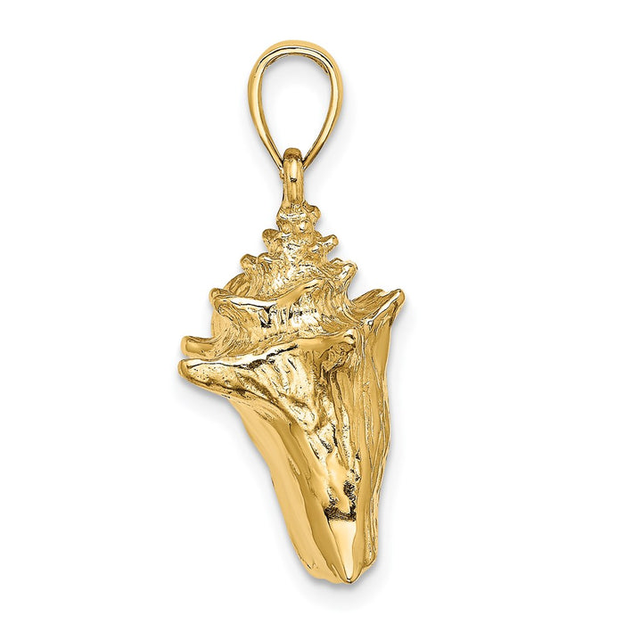 Million Charms 14K Yellow Gold Themed 3-D Conch Shell Charm