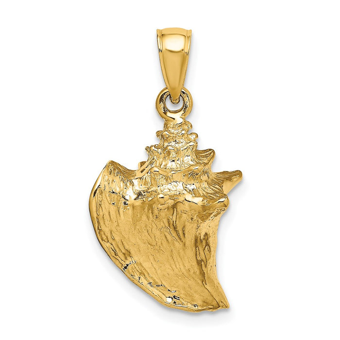 Million Charms 14K Yellow Gold Themed 3-D Conch Shell Charm