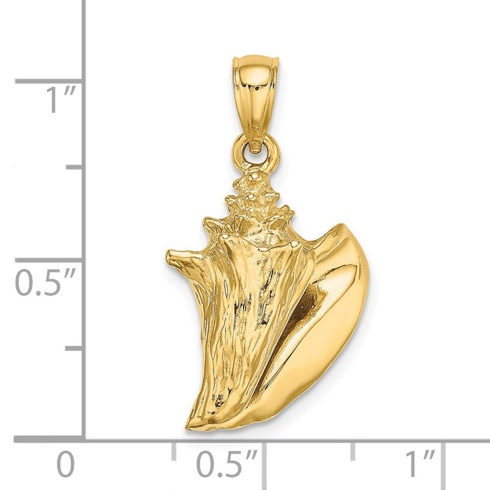 Million Charms 14K Yellow Gold Themed 3-D Conch Shell Charm