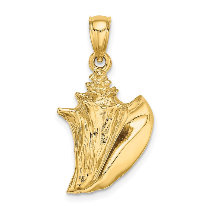 Million Charms 14K Yellow Gold Themed 3-D Conch Shell Charm