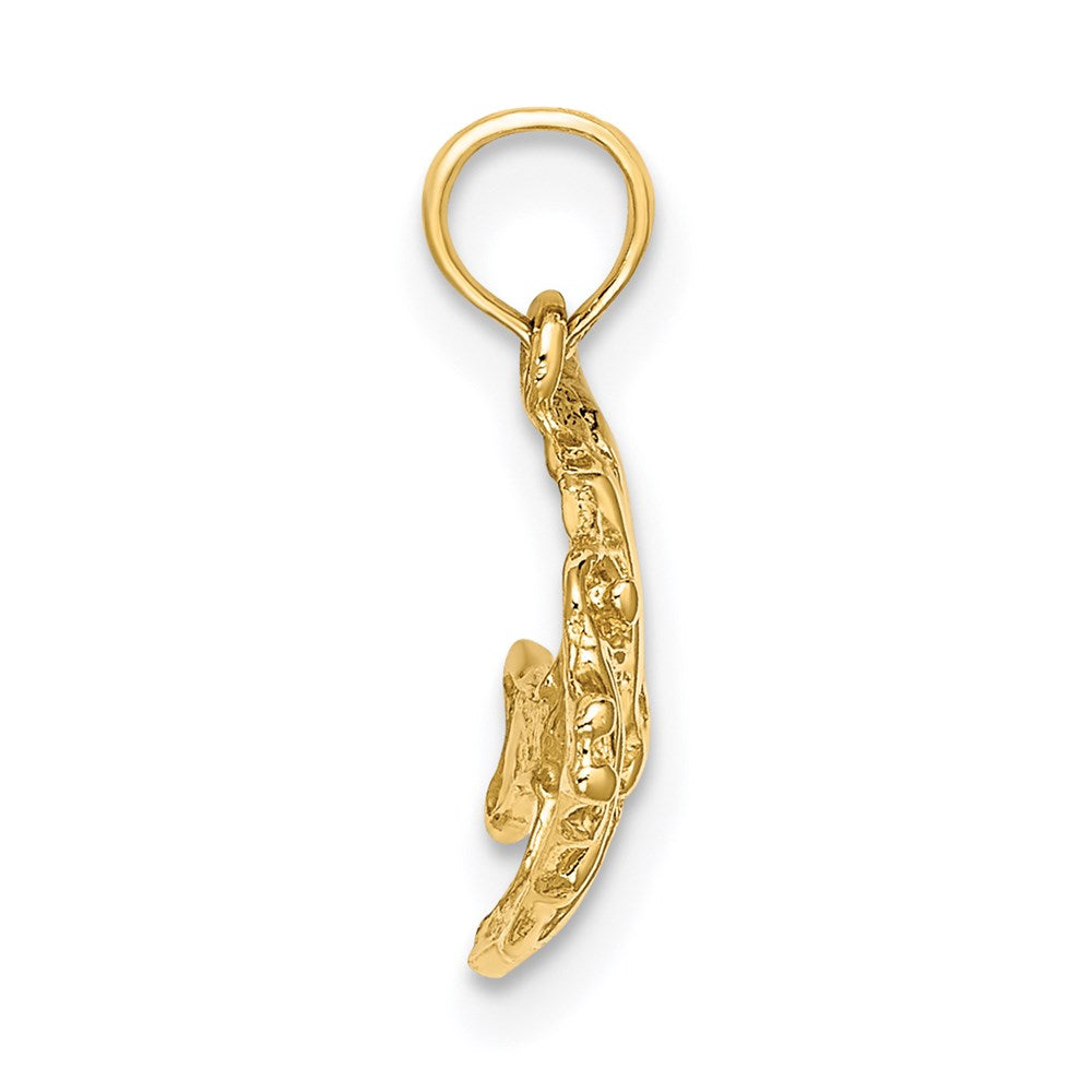 Million Charms 14K Yellow Gold Themed Polished & Engraved Fish Charm