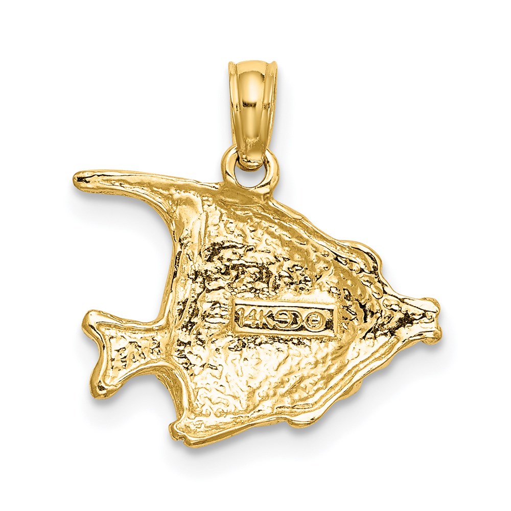 Million Charms 14K Yellow Gold Themed Polished & Engraved Fish Charm