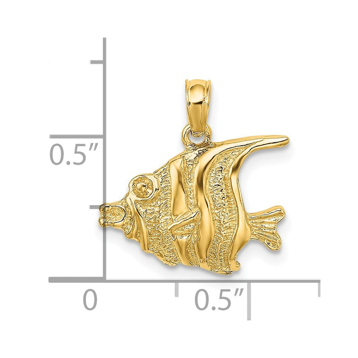 Million Charms 14K Yellow Gold Themed Polished & Engraved Fish Charm