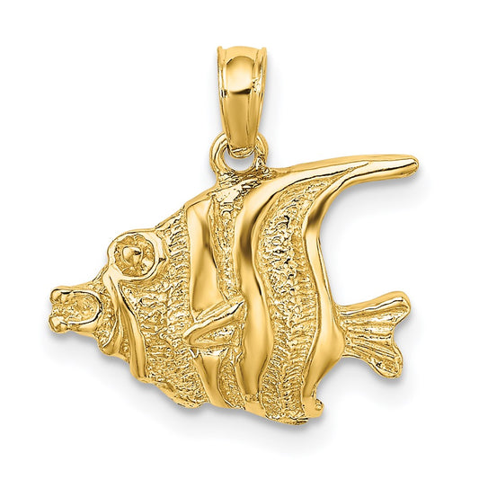 Million Charms 14K Yellow Gold Themed Polished & Engraved Fish Charm