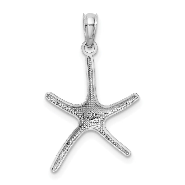 Million Charms 14K White Gold Themed Dancing Nautical Starfish With Bail Charm