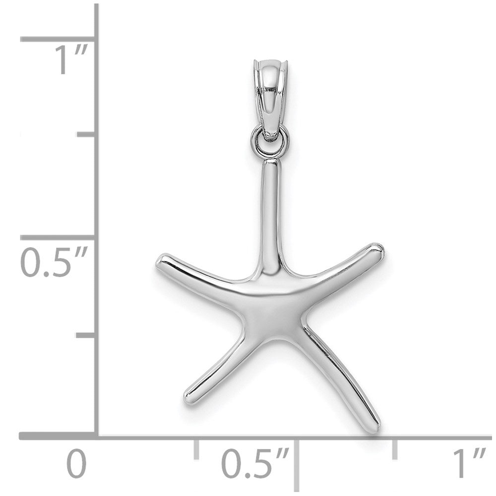Million Charms 14K White Gold Themed Dancing Nautical Starfish With Bail Charm