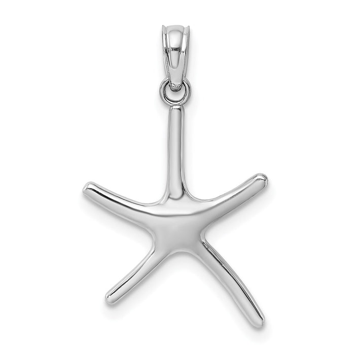 Million Charms 14K White Gold Themed Dancing Nautical Starfish With Bail Charm