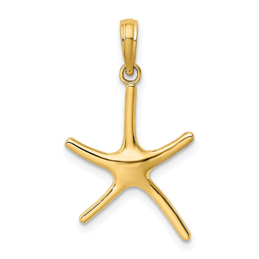 Million Charms 14K Yellow Gold Themed Dancing Nautical Starfish With Bail Charm