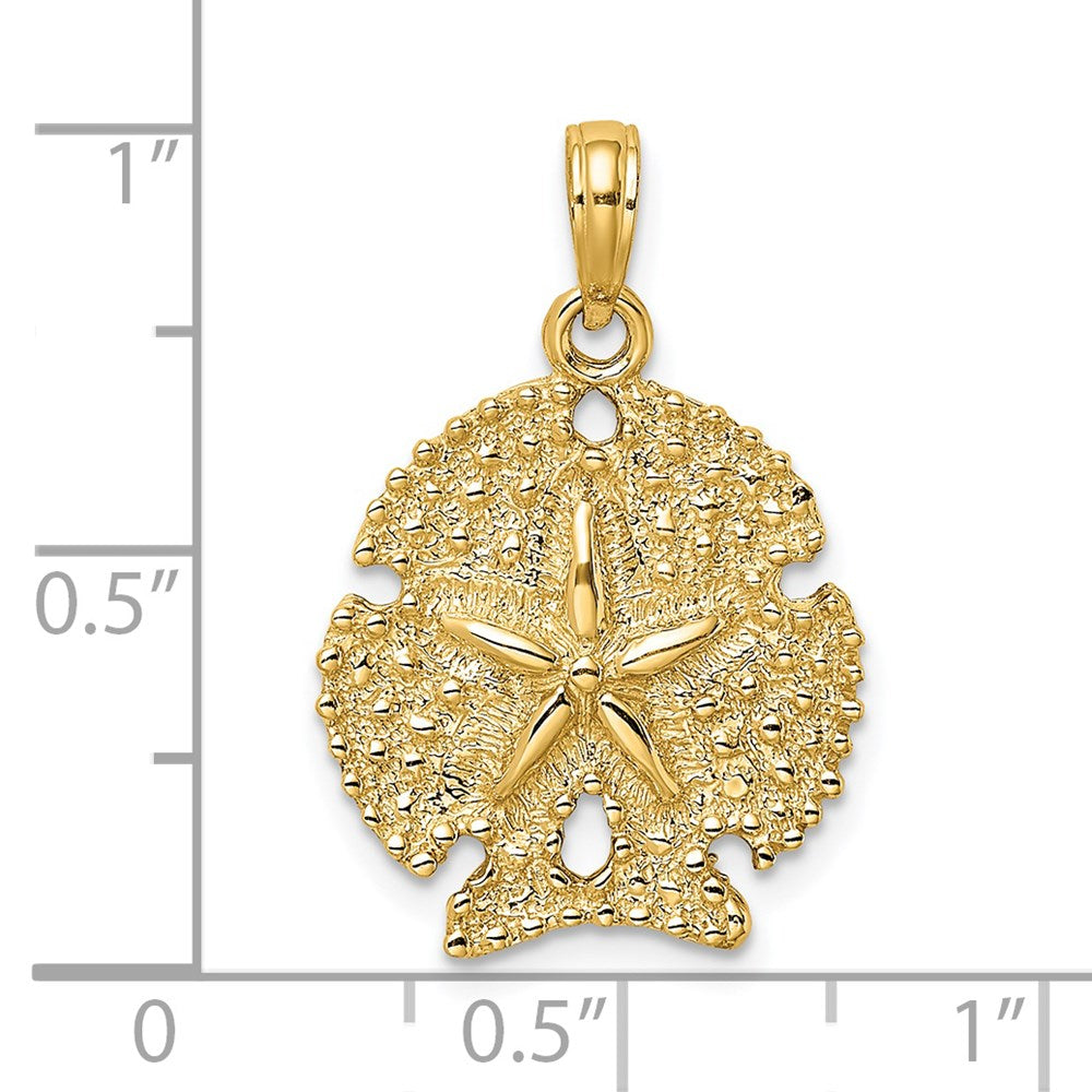 Million Charms 14K Yellow Gold Themed Textured Sand Dollar Charm