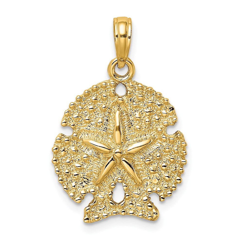 Million Charms 14K Yellow Gold Themed Textured Sand Dollar Charm