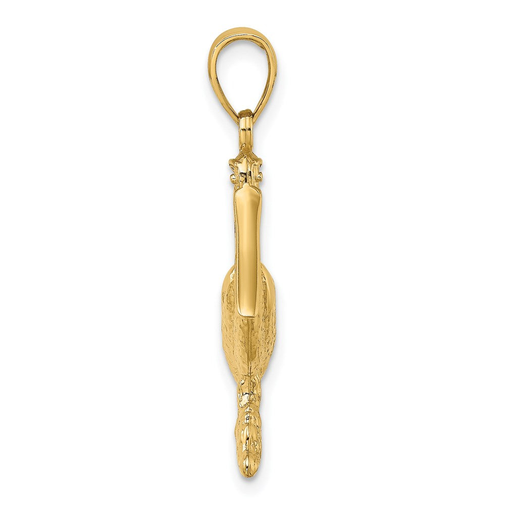 Million Charms 14K Yellow Gold Themed 3-D Pelican Standing Charm