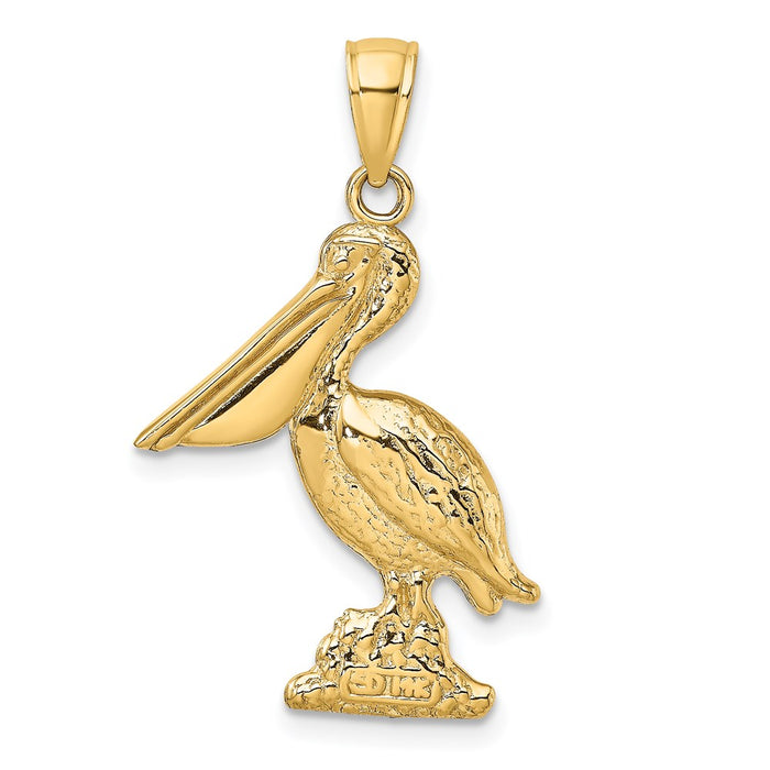 Million Charms 14K Yellow Gold Themed 3-D Pelican Standing Charm