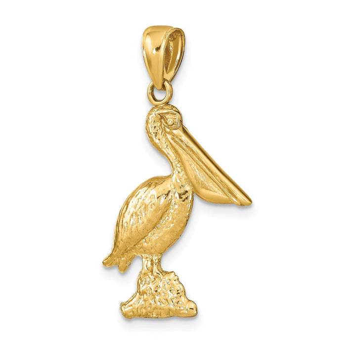 Million Charms 14K Yellow Gold Themed 3-D Pelican Standing Charm