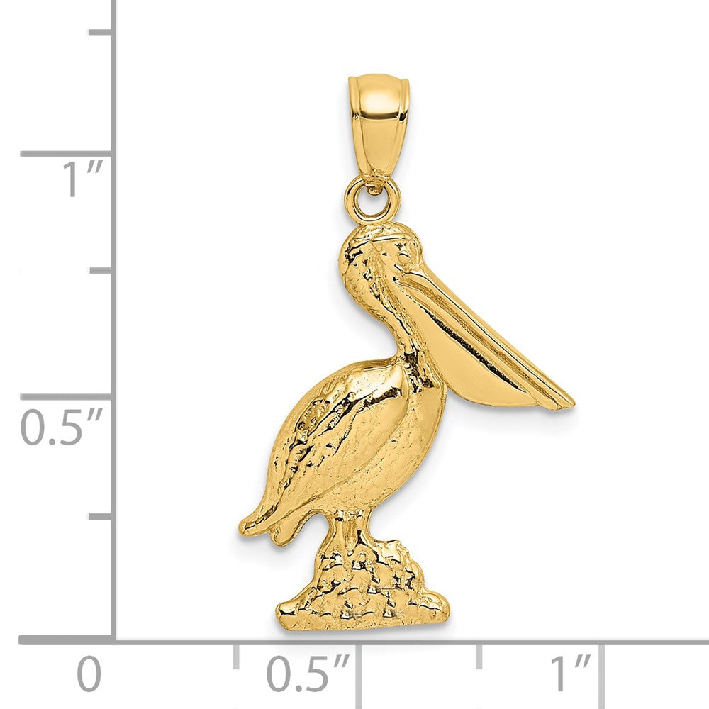 Million Charms 14K Yellow Gold Themed 3-D Pelican Standing Charm