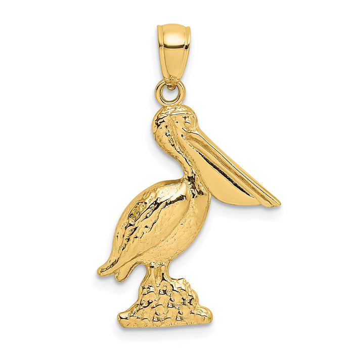 Million Charms 14K Yellow Gold Themed 3-D Pelican Standing Charm