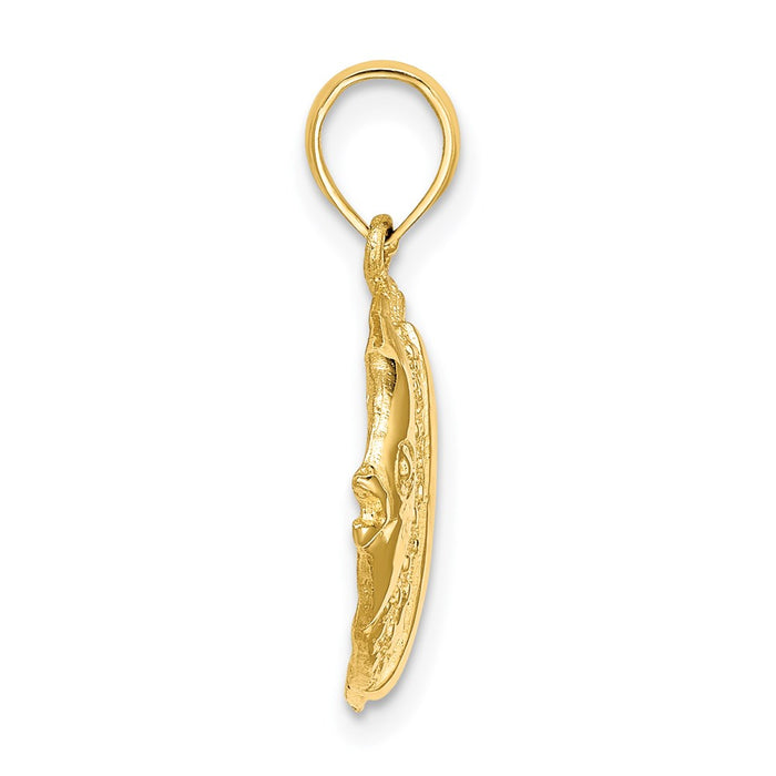 Million Charms 14K Yellow Gold Themed Polished & Engraved Fish Charm