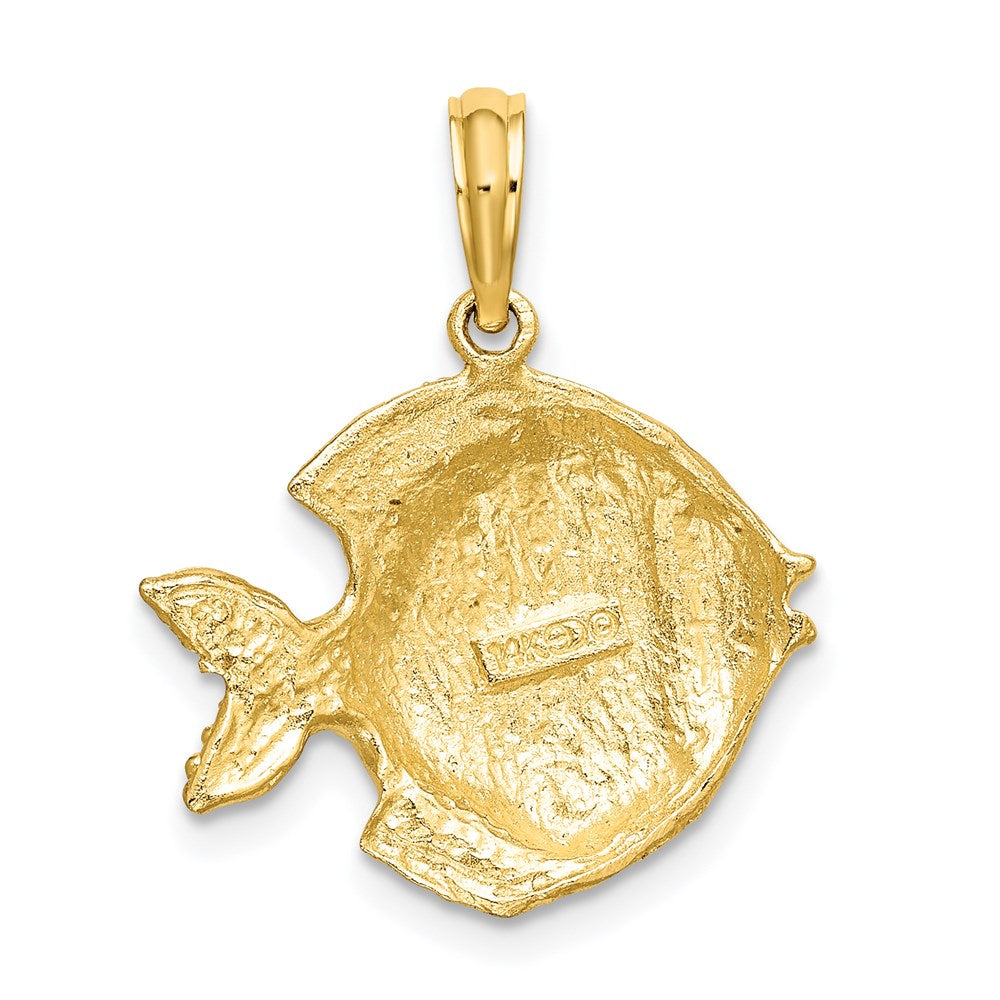 Million Charms 14K Yellow Gold Themed Polished & Engraved Fish Charm