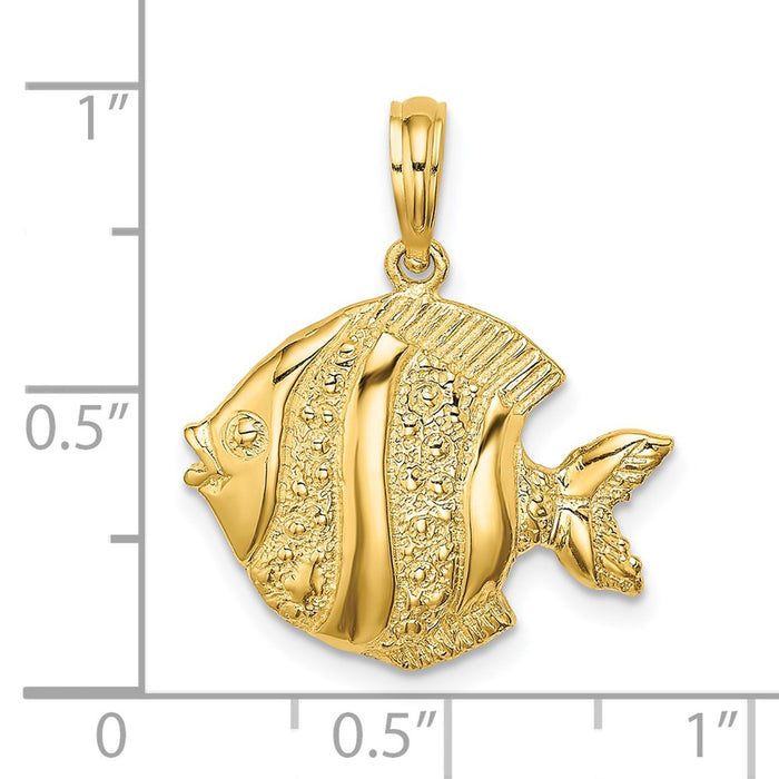 Million Charms 14K Yellow Gold Themed Polished & Engraved Fish Charm