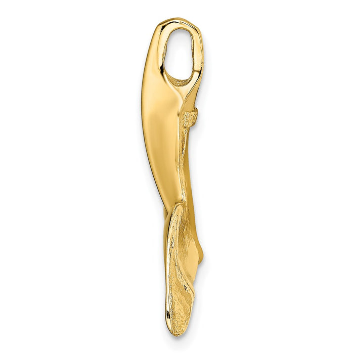 Million Charms 14K Yellow Gold Themed 3-D Polished & Engraved Whale Tail Charm