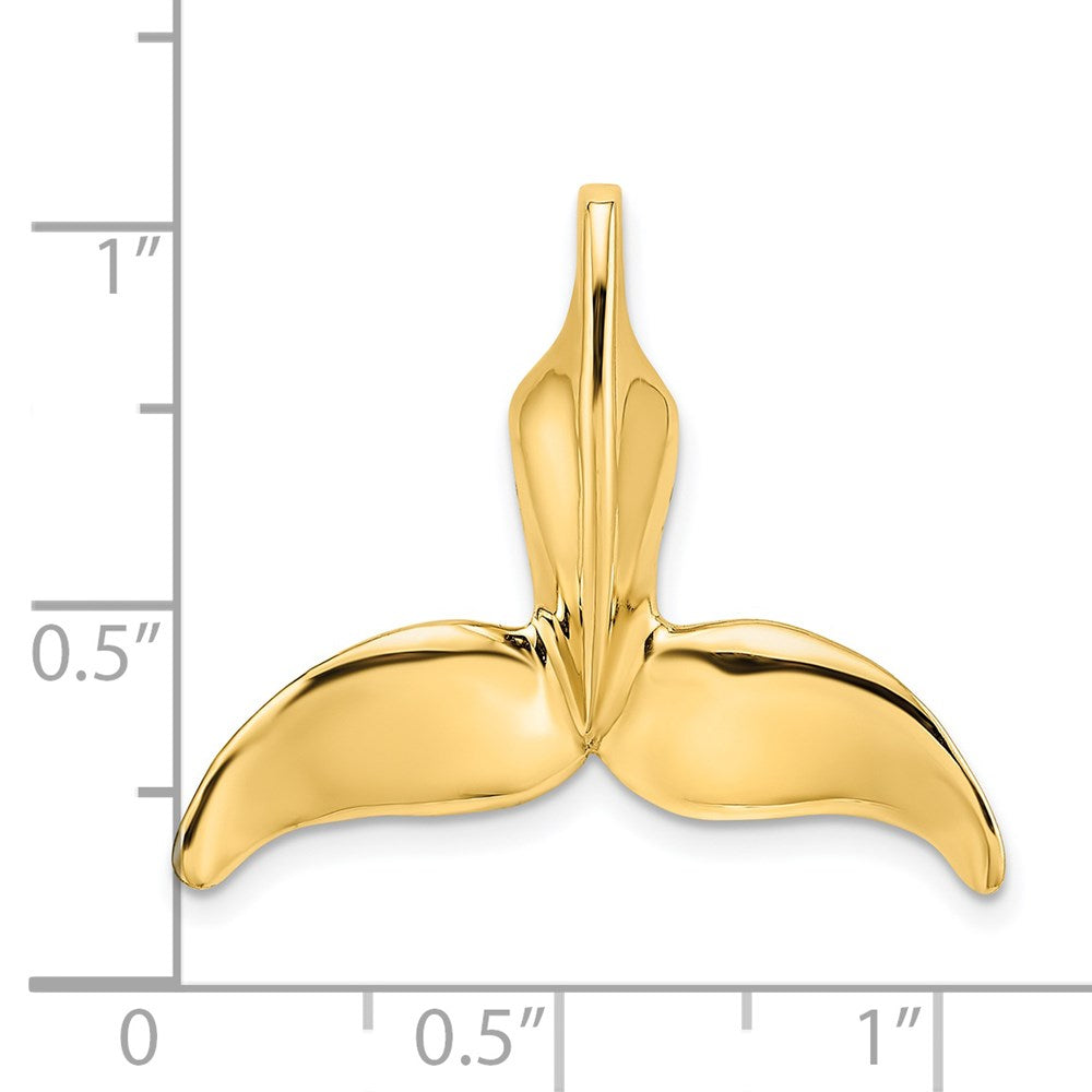 Million Charms 14K Yellow Gold Themed 3-D Polished & Engraved Whale Tail Charm