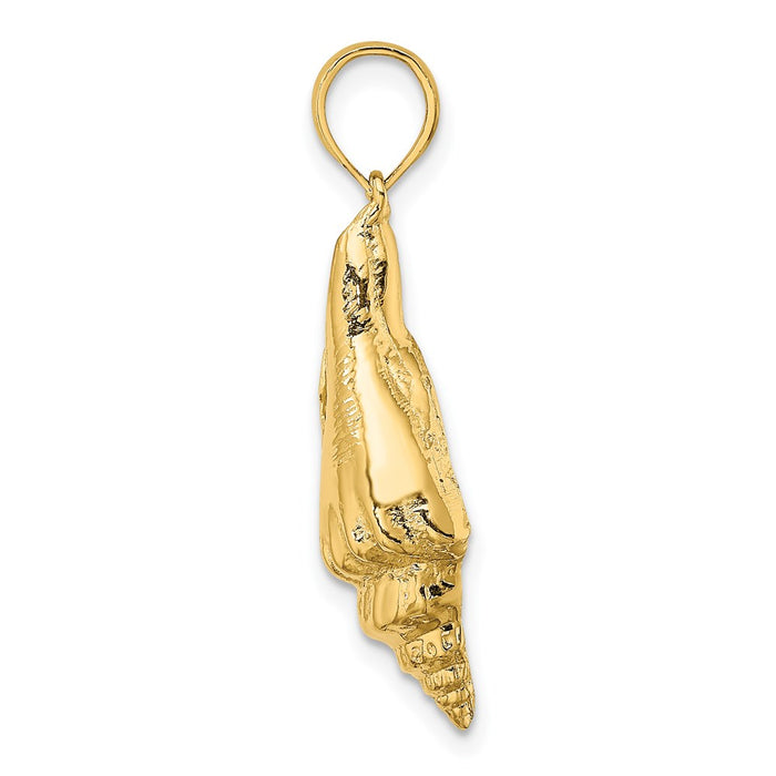 Million Charms 14K Yellow Gold Themed 2-D Polished Elongated Shell Charm
