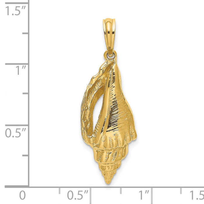 Million Charms 14K Yellow Gold Themed 2-D Polished Elongated Shell Charm