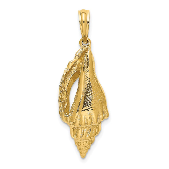 Million Charms 14K Yellow Gold Themed 2-D Polished Elongated Shell Charm