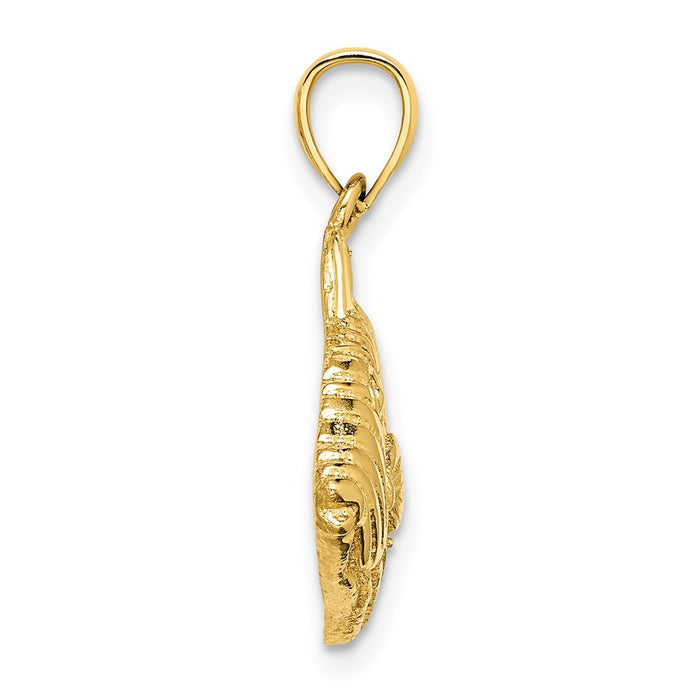 Million Charms 14K Yellow Gold Themed Polished & Engraved Fish With Stipes Charm