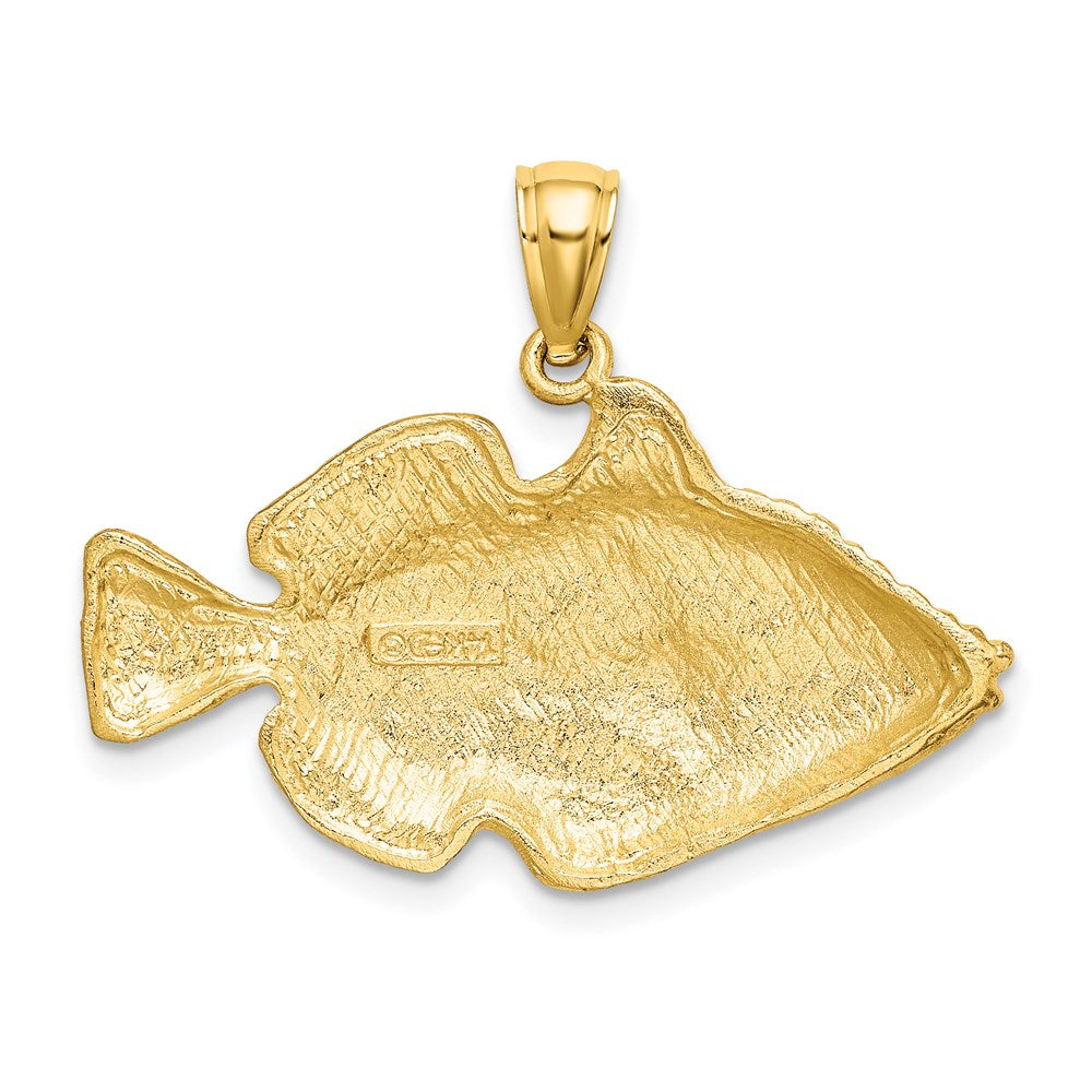 Million Charms 14K Yellow Gold Themed Polished & Engraved Fish With Stipes Charm