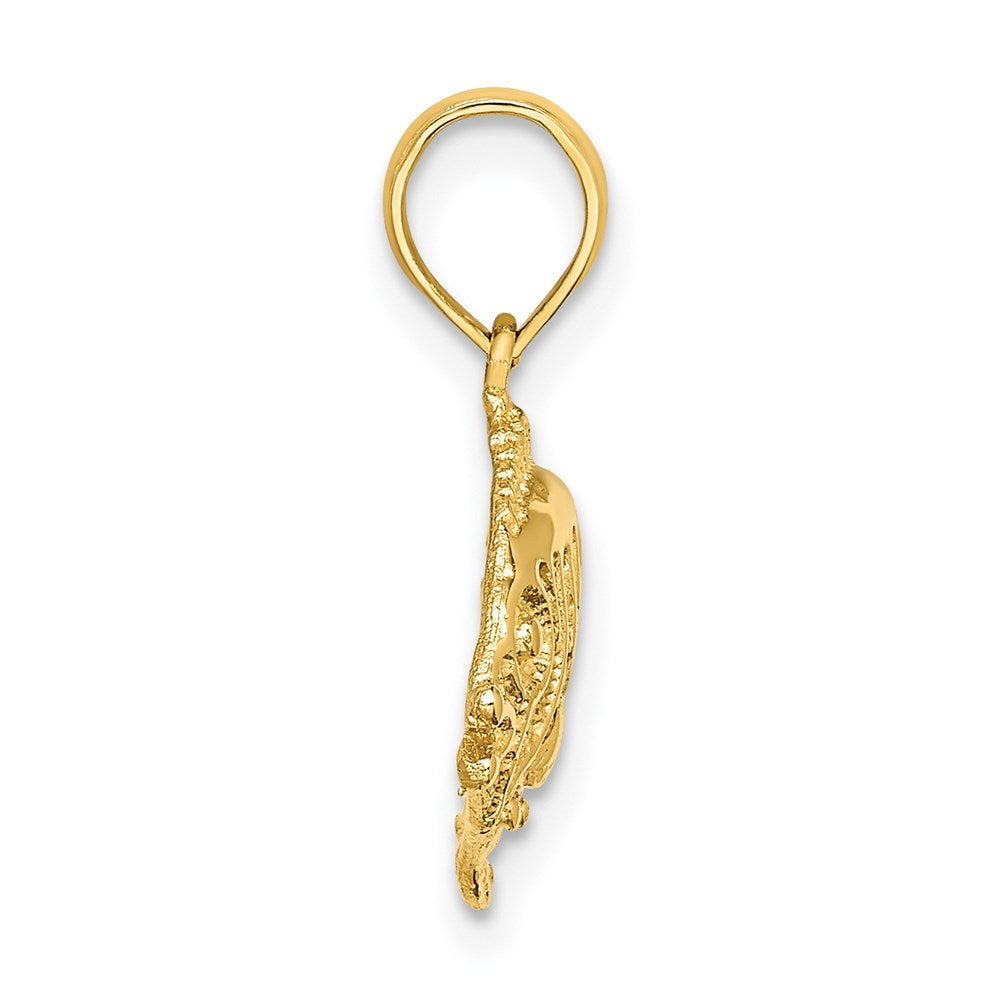 Million Charms 14K Yellow Gold Themed Polished & Textured Fish Charm