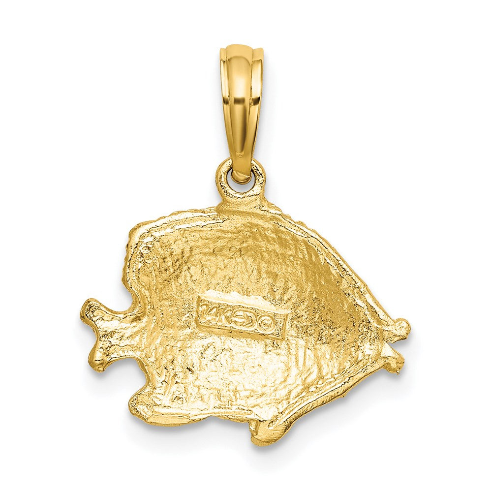 Million Charms 14K Yellow Gold Themed Polished & Textured Fish Charm