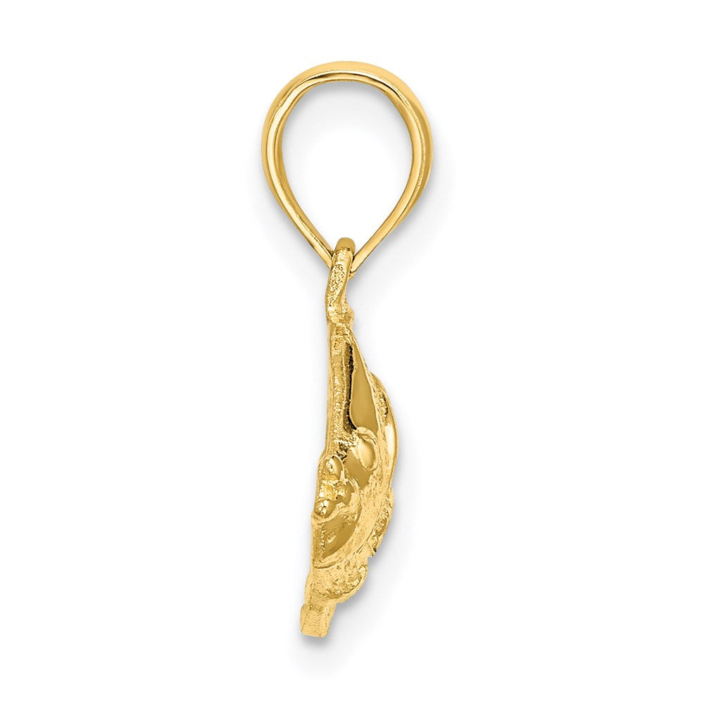 Million Charms 14K Yellow Gold Themed Polished & Textured Fish Charm