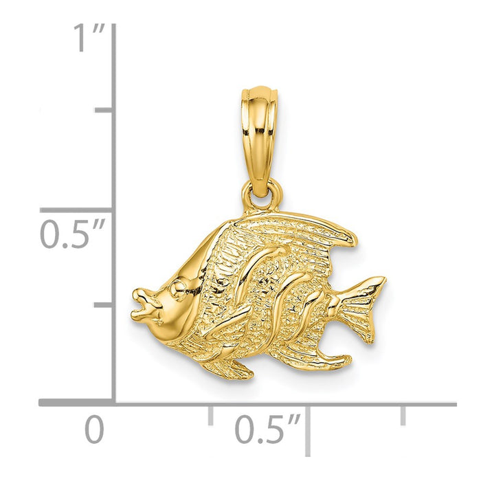Million Charms 14K Yellow Gold Themed Polished & Textured Fish Charm