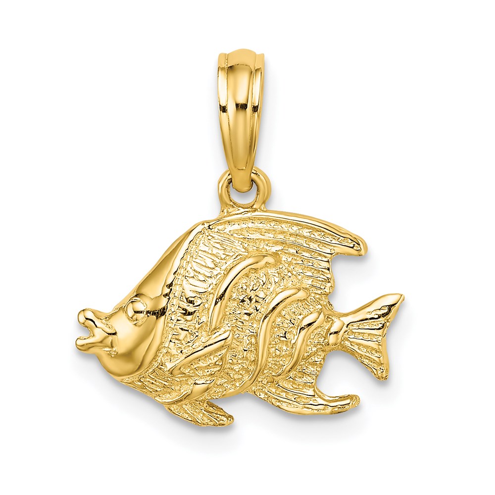 Million Charms 14K Yellow Gold Themed Polished & Textured Fish Charm
