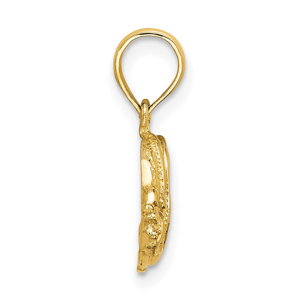 Million Charms 14K Yellow Gold Themed Polished & Engraved Fish Charm