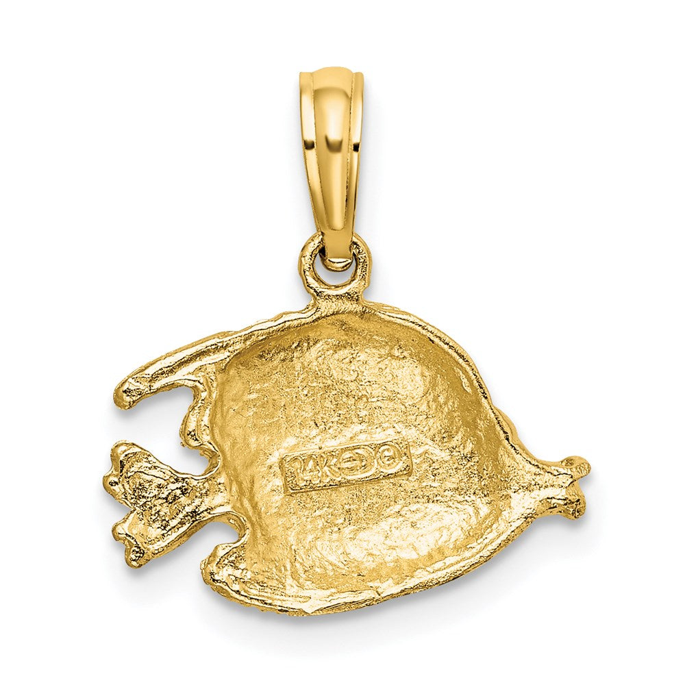 Million Charms 14K Yellow Gold Themed Polished & Engraved Fish Charm